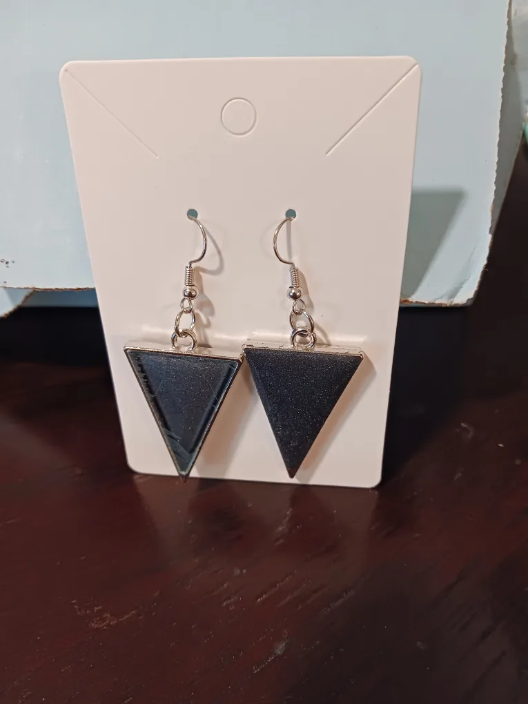 Triangle Drop Earrings - Black Epoxy resin