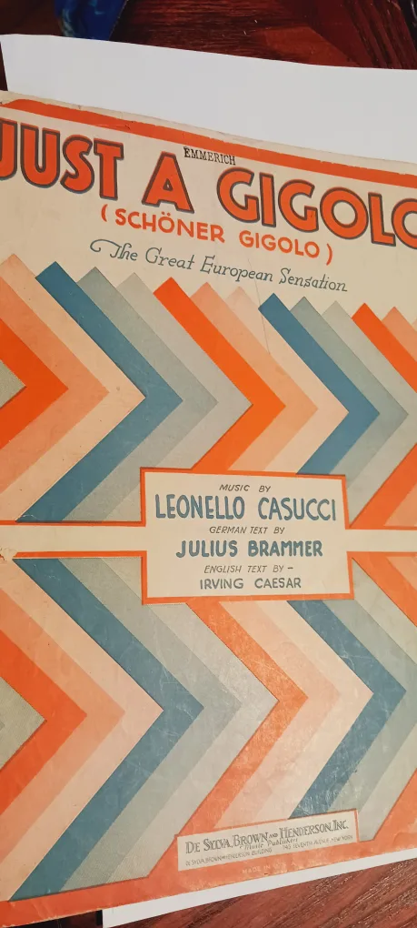 Antique  1929. JUST A GIGOLO Sheet Music thumbnail