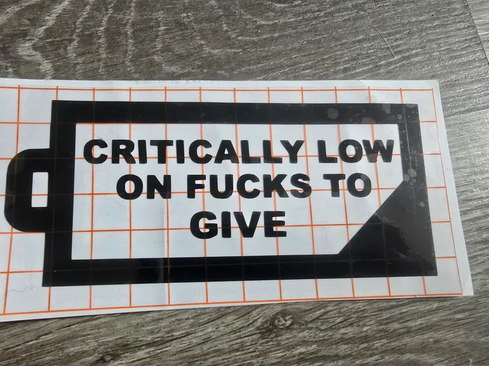 Black 6 inch "Critically Low On F*cks To Give" Decal thumbnail