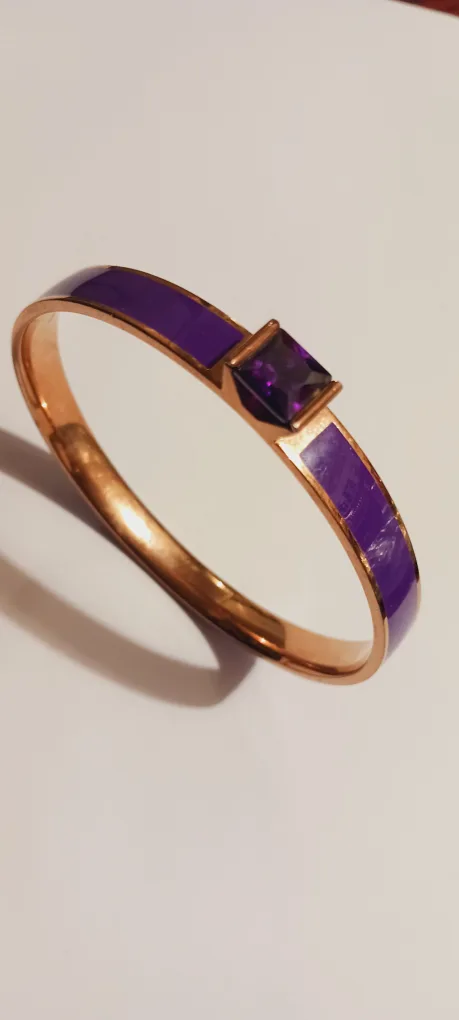 Gorgeous Elegant Purple Enamel Bangle Bracelet thumbnail