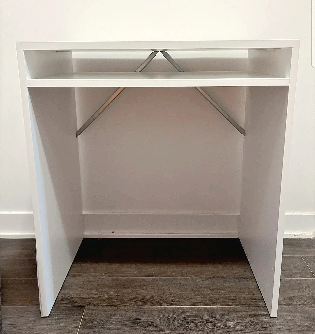 Small White Desk with Storage Shelf thumbnail