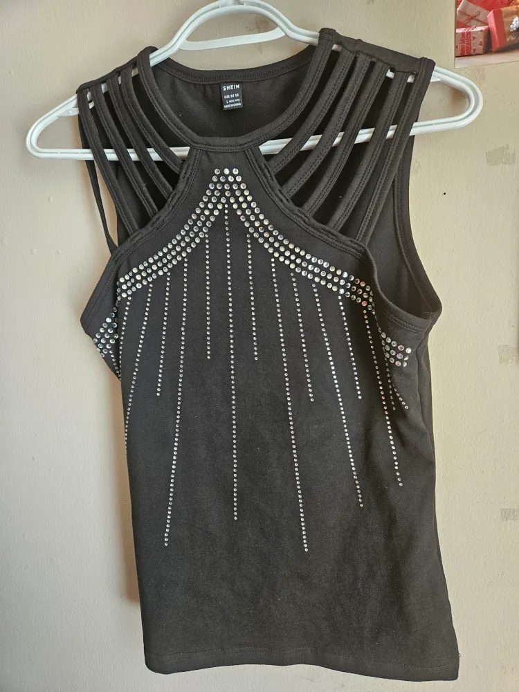 SHEIN Black Embellished Tank Top - Size M thumbnail