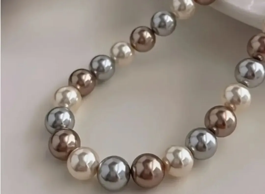Faux pearl Necklace - Silver, Peach, White thumbnail