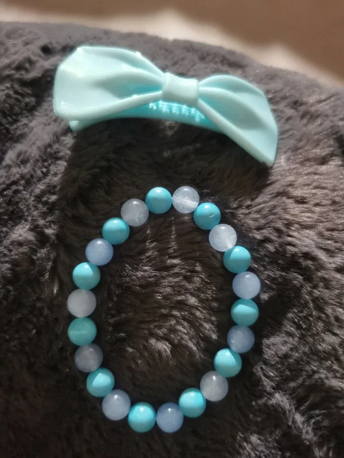 Light Blue Beaded Bracelet & Hair Clip Set thumbnail