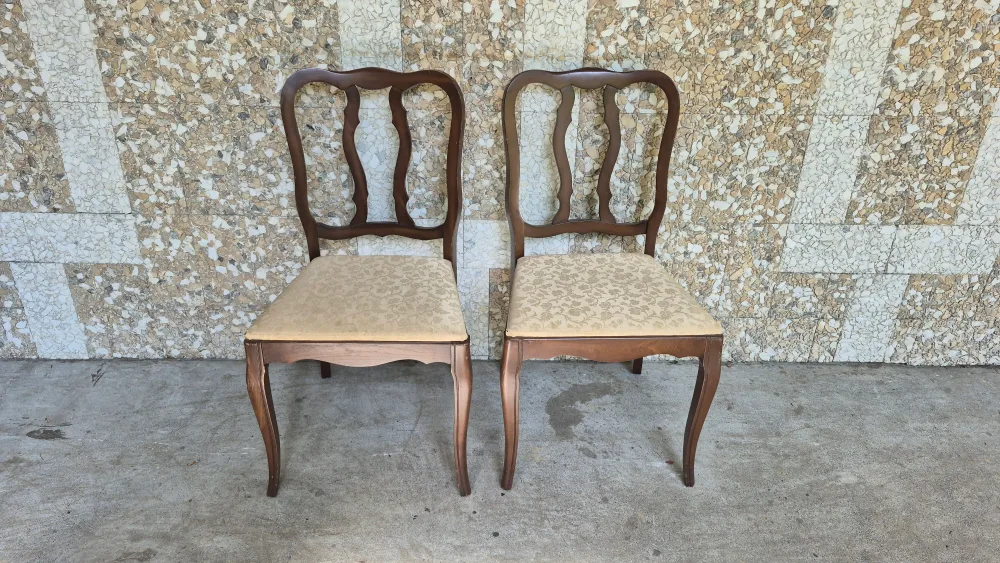 Set of 2 Antique Wooden Dining Chairs thumbnail