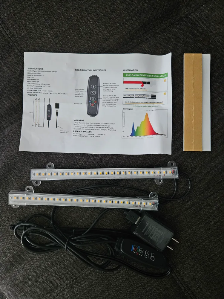 🇨🇦 LED Plant Grow Light 2 Strips - 8" long each - NEW thumbnail