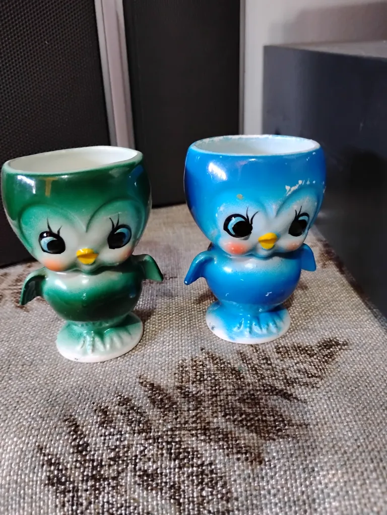 Vintage Japan Owl Egg Cups - Set of 2 thumbnail