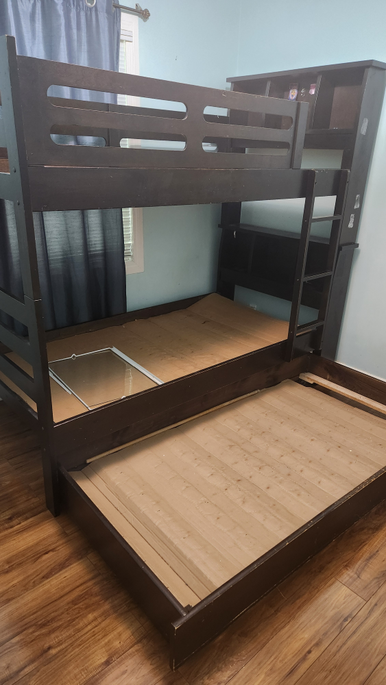 Dark Brown Bunk Bed with pull out