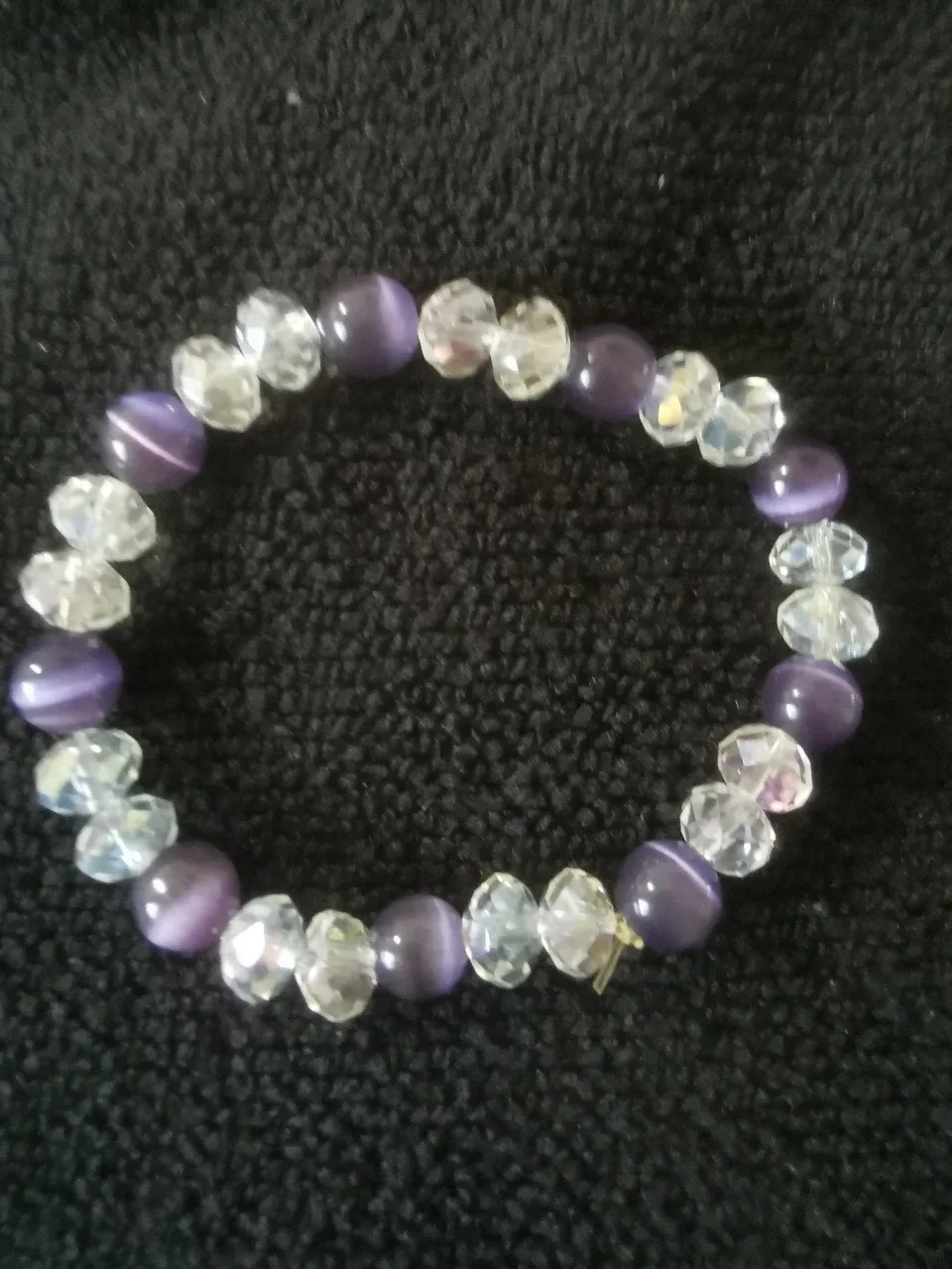 Beaded Bracelet - Purple & Clear thumbnail