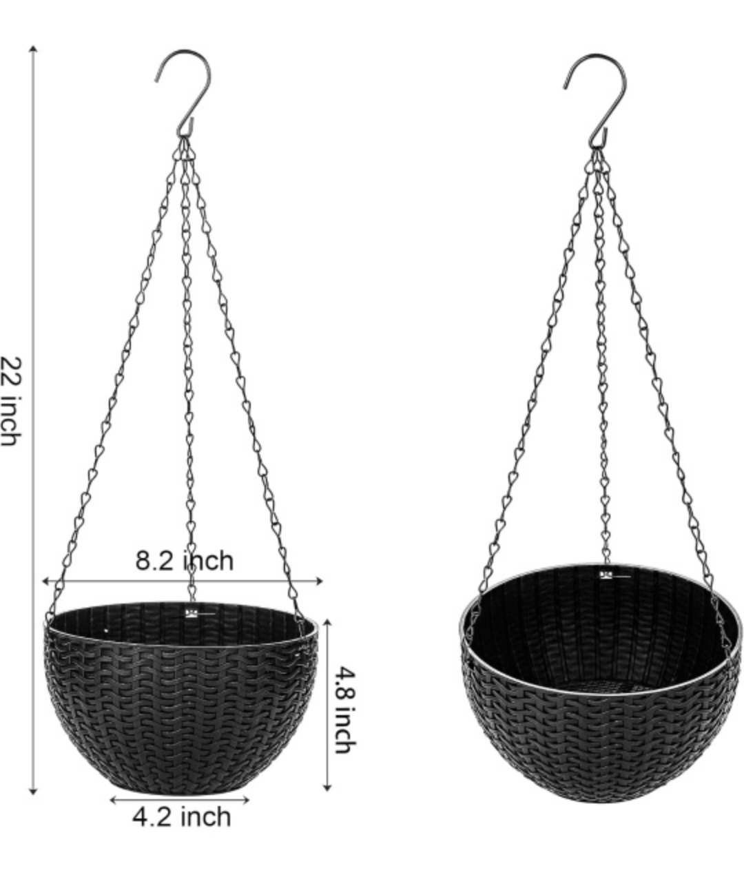 Foraineam 4-Pack Black Hanging Planters, 8.2 inch - photo 2