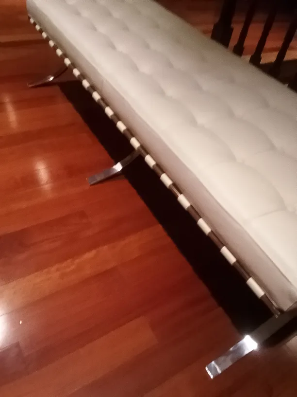 (Mobilia) Modern Barcelona Bench, real Ivory Leather image indicator(4)