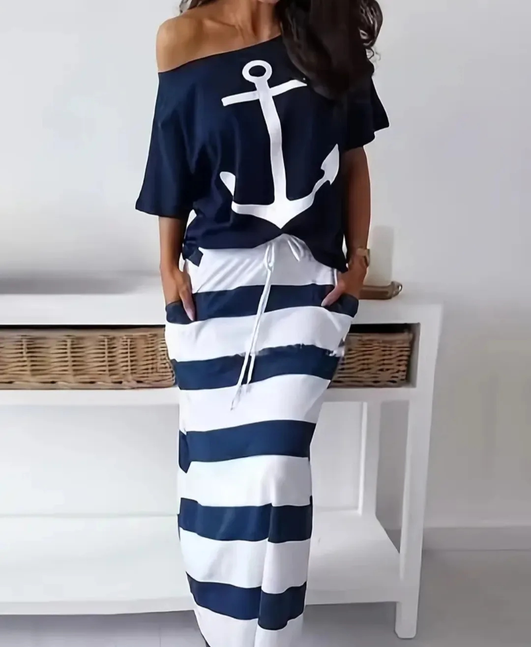 Nautical Anchor Print Two-Piece Outfit thumbnail