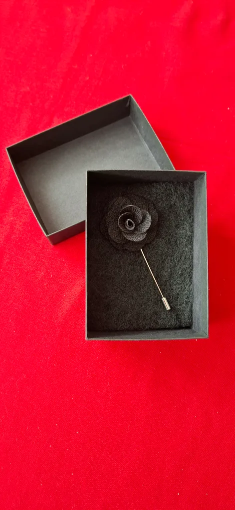 Black Flower Lapel Pin with Box thumbnail