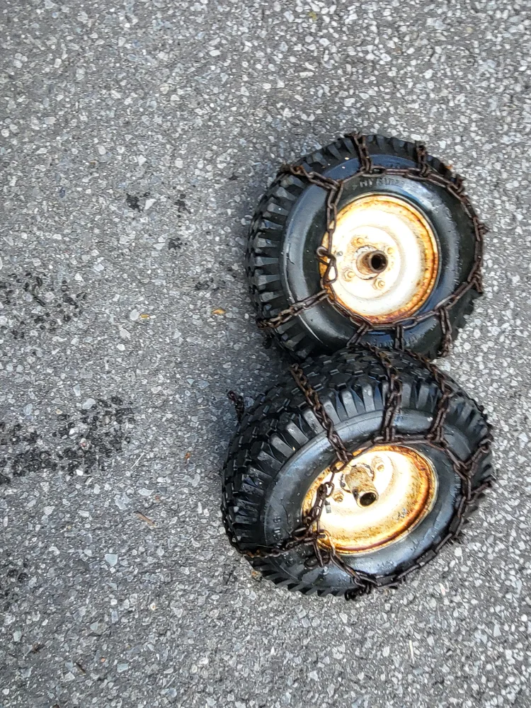 Pair of 4.80/4.00-8 Snow Blower Tires with Chains thumbnail