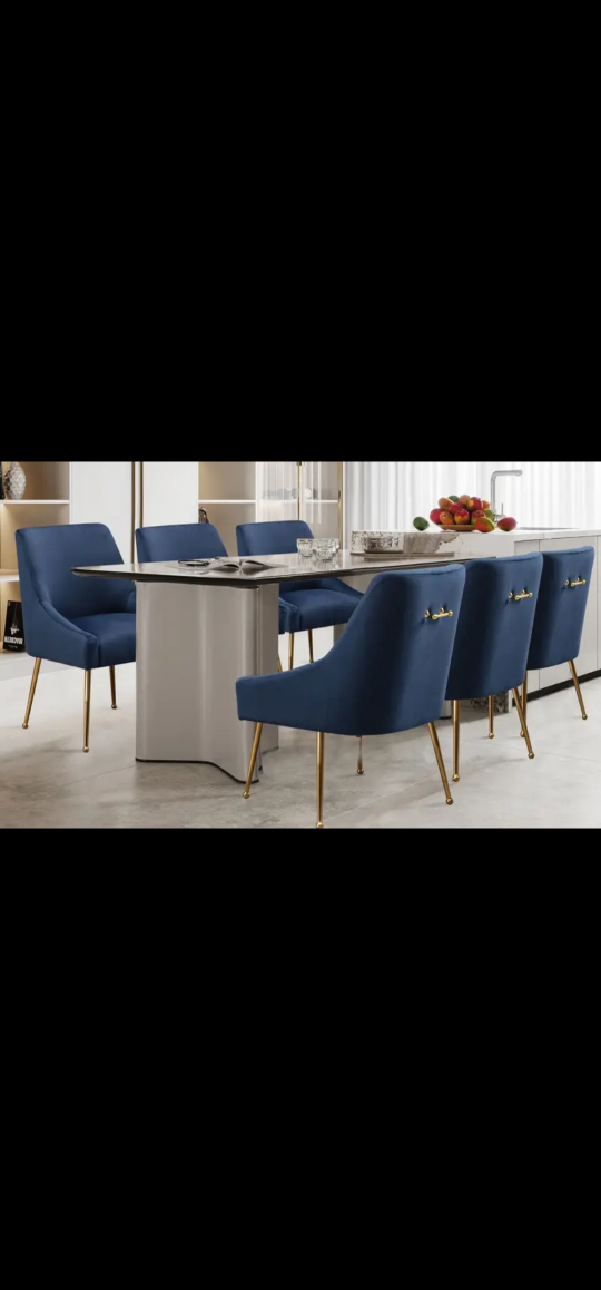 6 Blue Velvet Chairs - photo 2