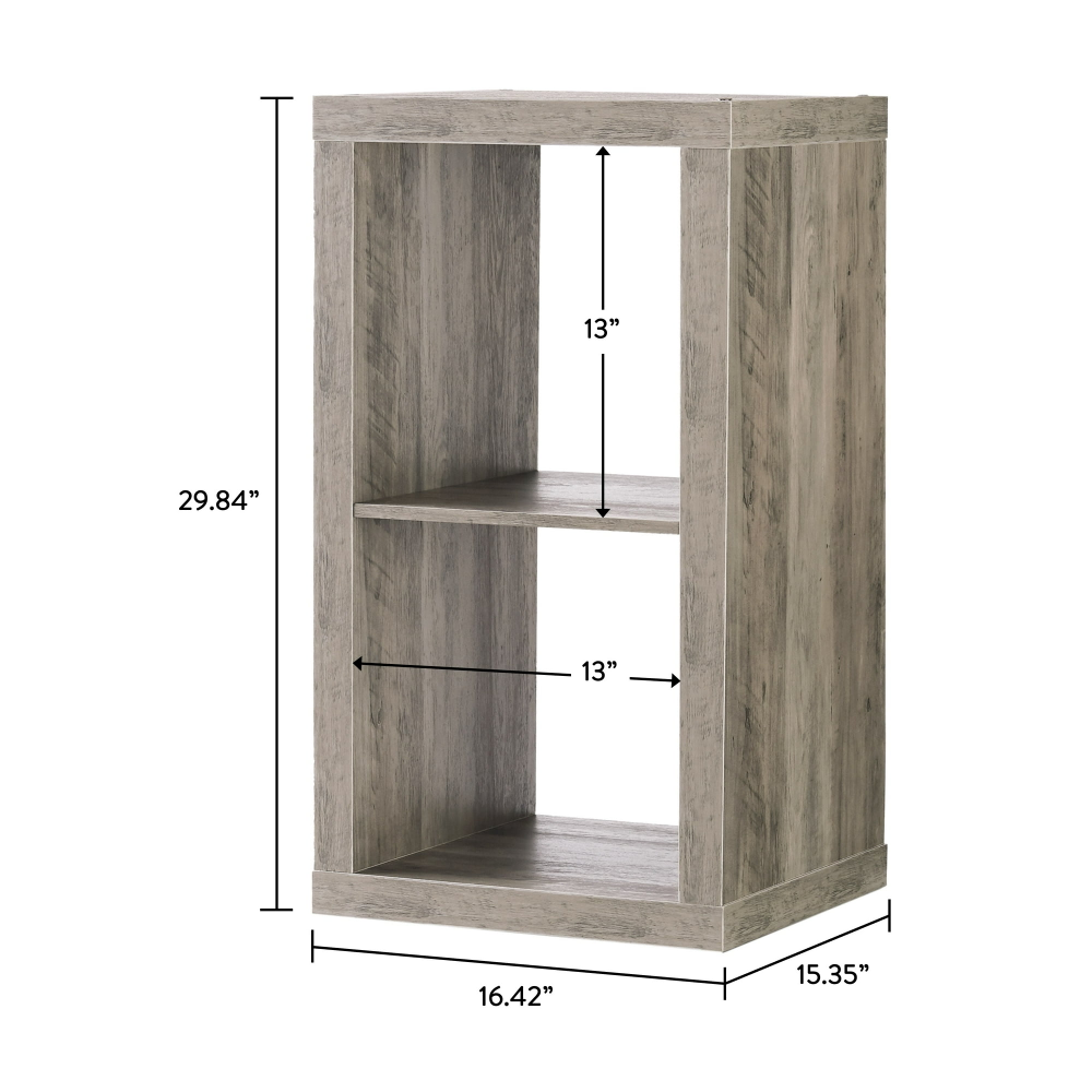 2-Shelf Bookcase, Gray Wood Grain Finish - photo 4