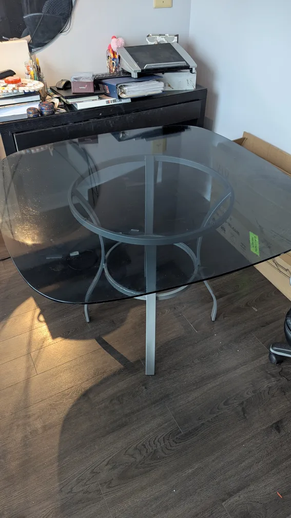 Glass Top Round Table with Silver Base thumbnail
