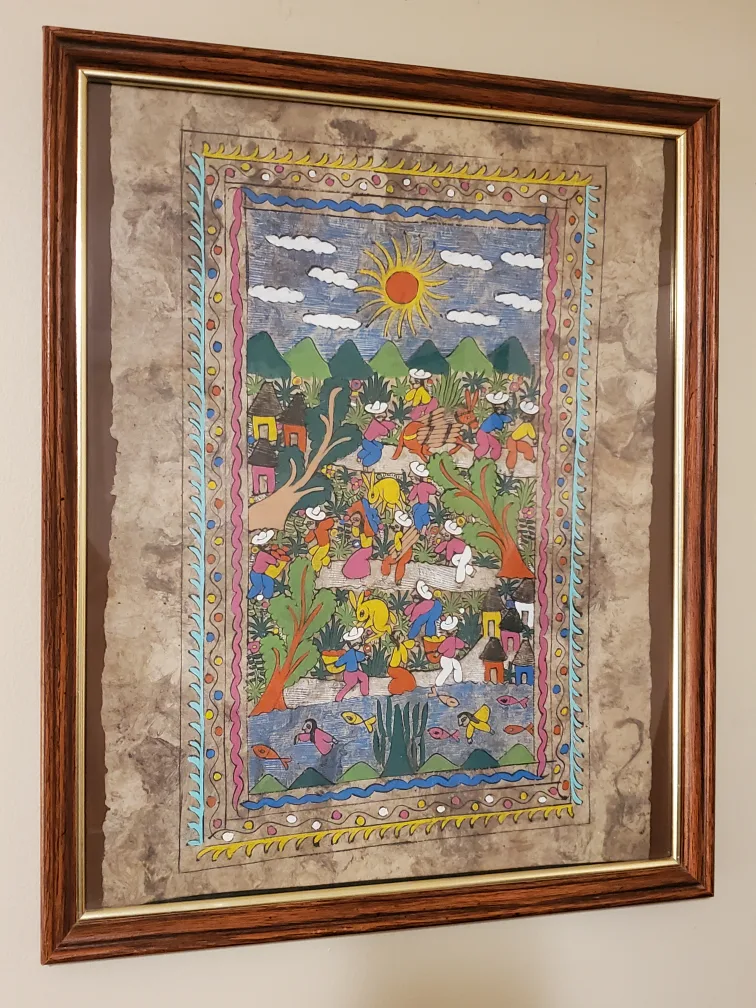 Framed Mexican Folk Art Painting on Amate thumbnail