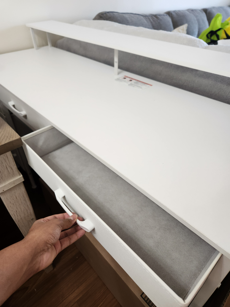 White Computer Desk with LED & outlets - photo 4