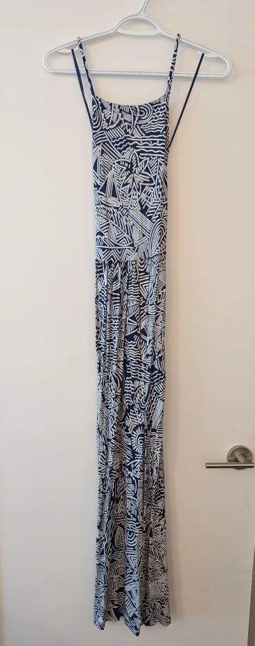 Joe Fresh XS Blue & White Maxi Dress thumbnail