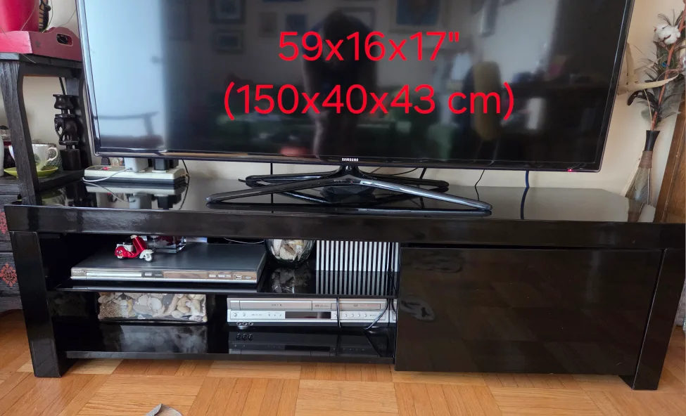 Lacquered black TV Stand - 59x16x17 inches thumbnail