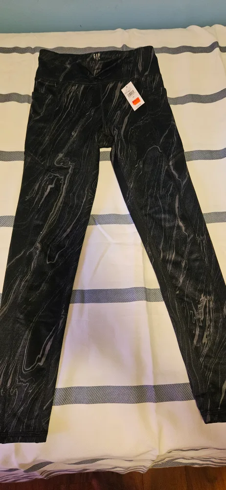 GAP Black Marble Print Leggings - New with Tags! thumbnail