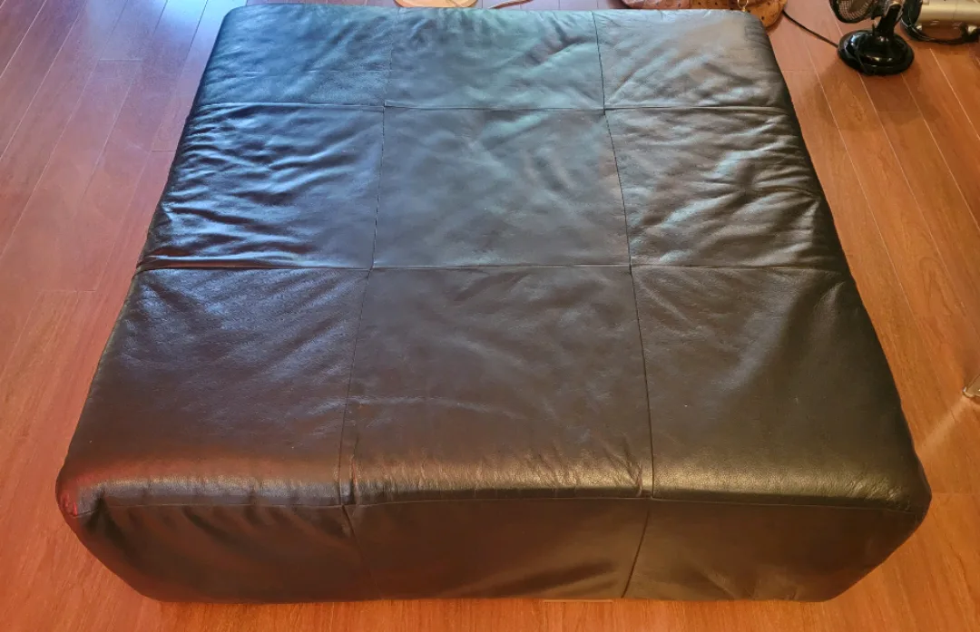 42" MORTEN Ottoman from EQ3 in ebony black leather thumbnail