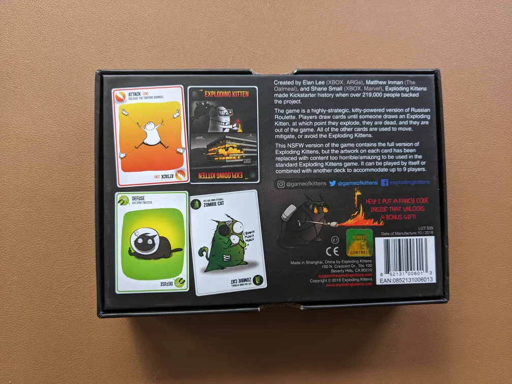 Exploding Kittens NSFW edition card game image indicator(2)