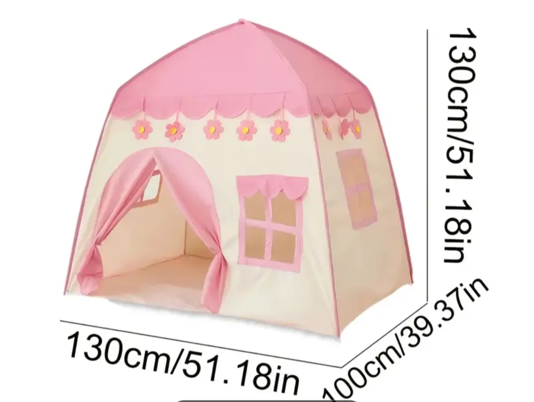 Kids Pink & White Play Tent - 51x51x39 inches image indicator(3)