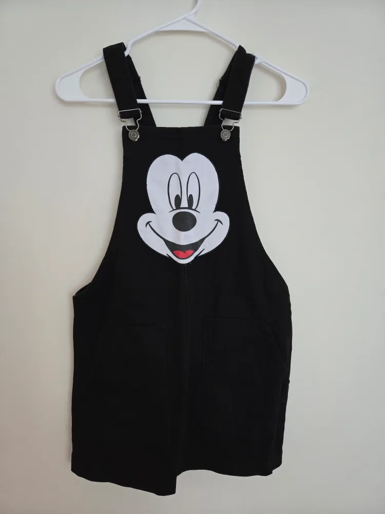 Disney Mickey Mouse Black Overalls Dress - XS thumbnail