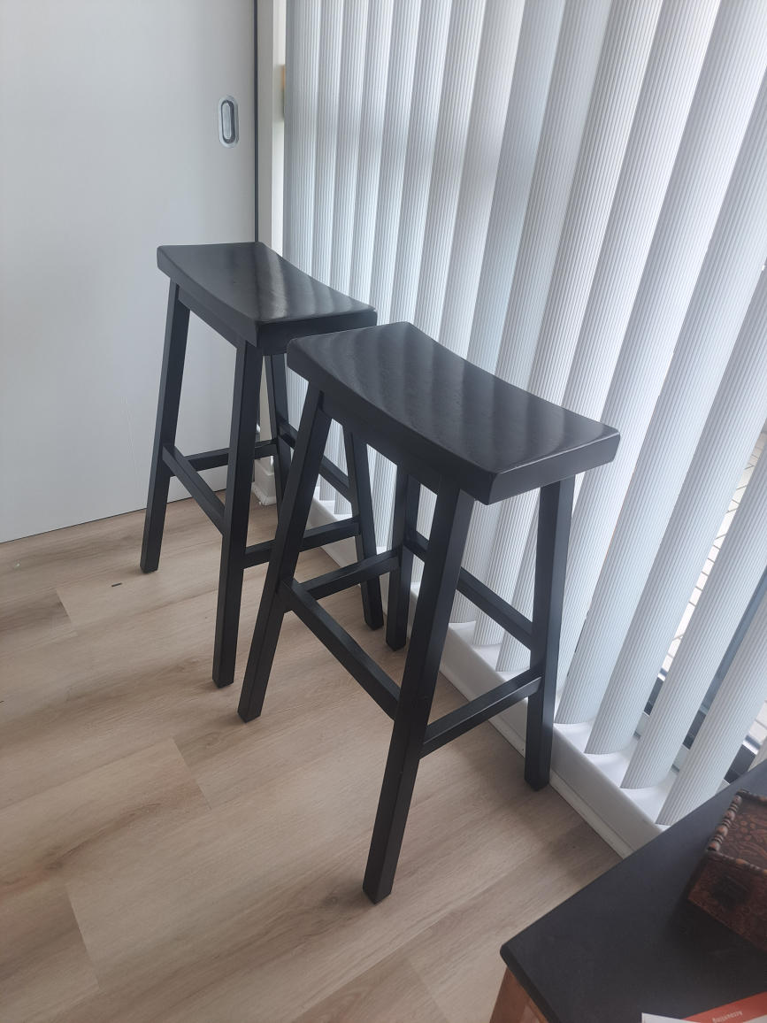 Black Stools - Bar height, 1 pair, 2 stools
