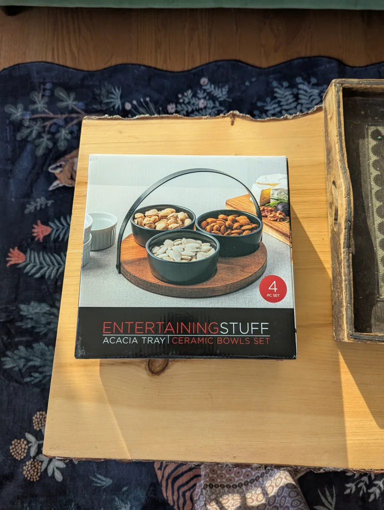Acacia Tray Ceramic Bowls Set thumbnail