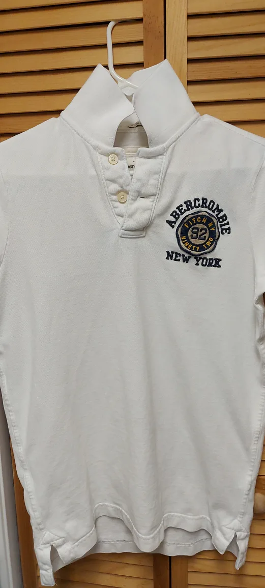 Abercrombie & Fitch White Polo Shirt - Size L thumbnail