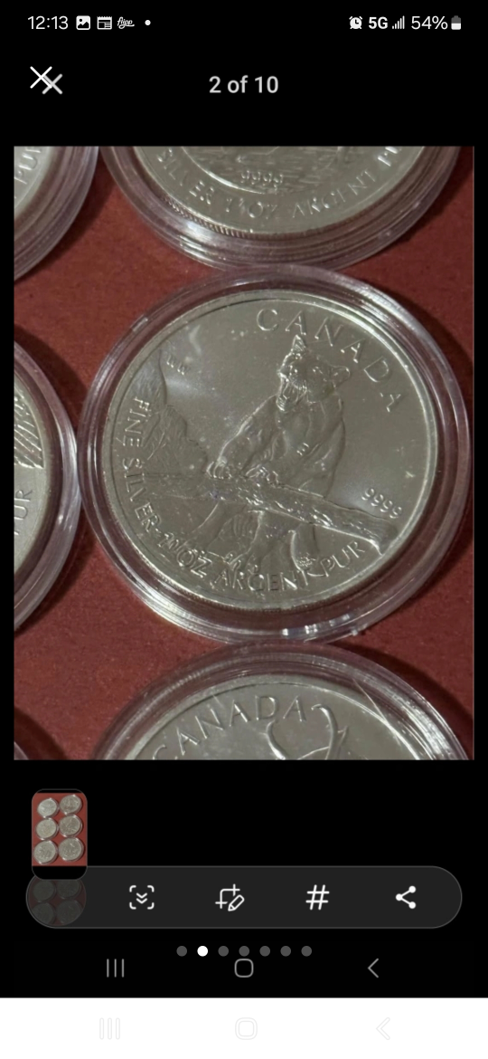 6x 1 oz Canadian Silver Coins Wildlife Maple Series .9999 - photo 2