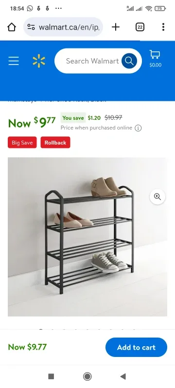 4-Tier Shoe Rack - Black thumbnail