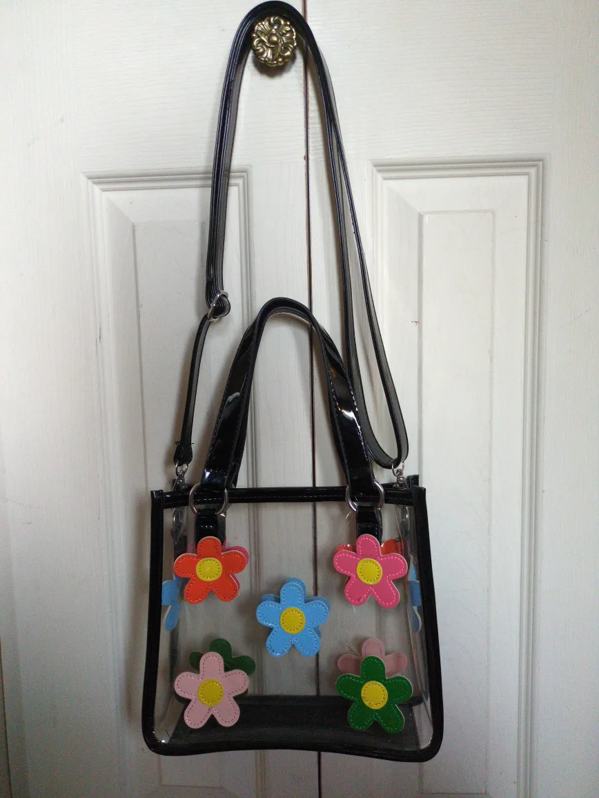 Clear Tote Bag with Flower Appliqués thumbnail