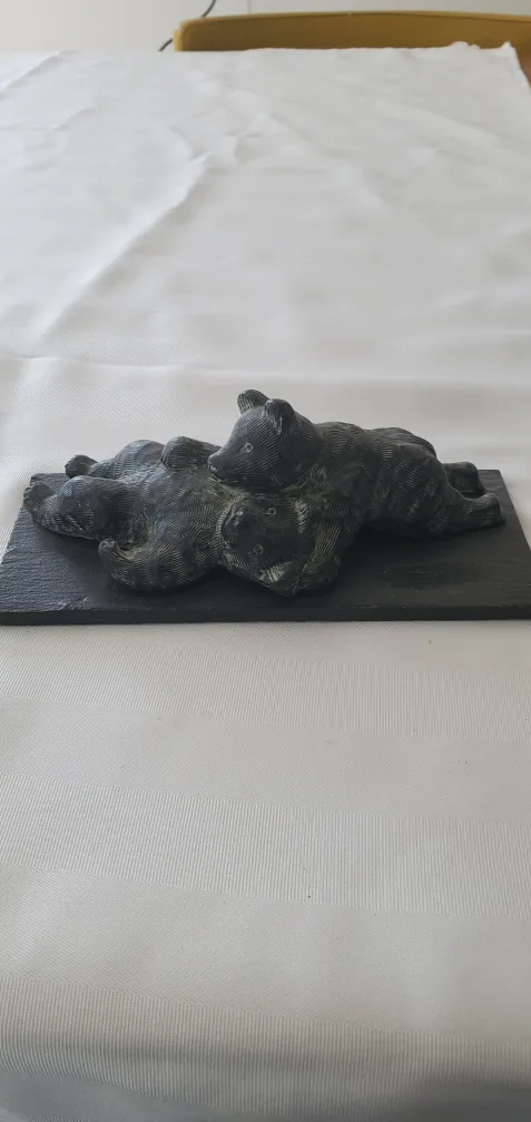 Handcrafted soapstone figurine 2 bears thumbnail