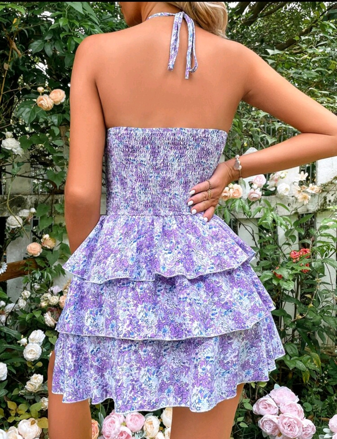 Breezaya Lilac Purple Floral Print Dress - photo 2