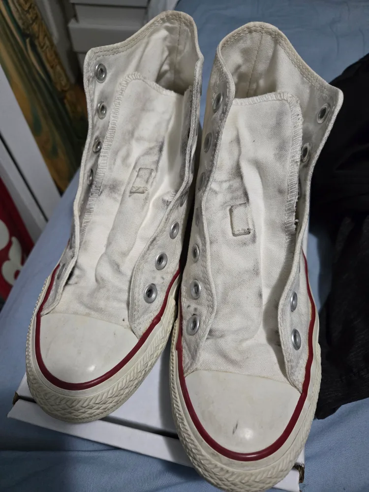 Converse white canvas hightop no lace thumbnail