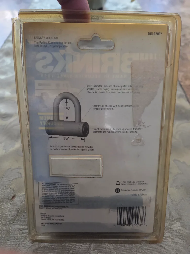 Brinks Mini U-Bar Lock (New in Package) image indicator(2)