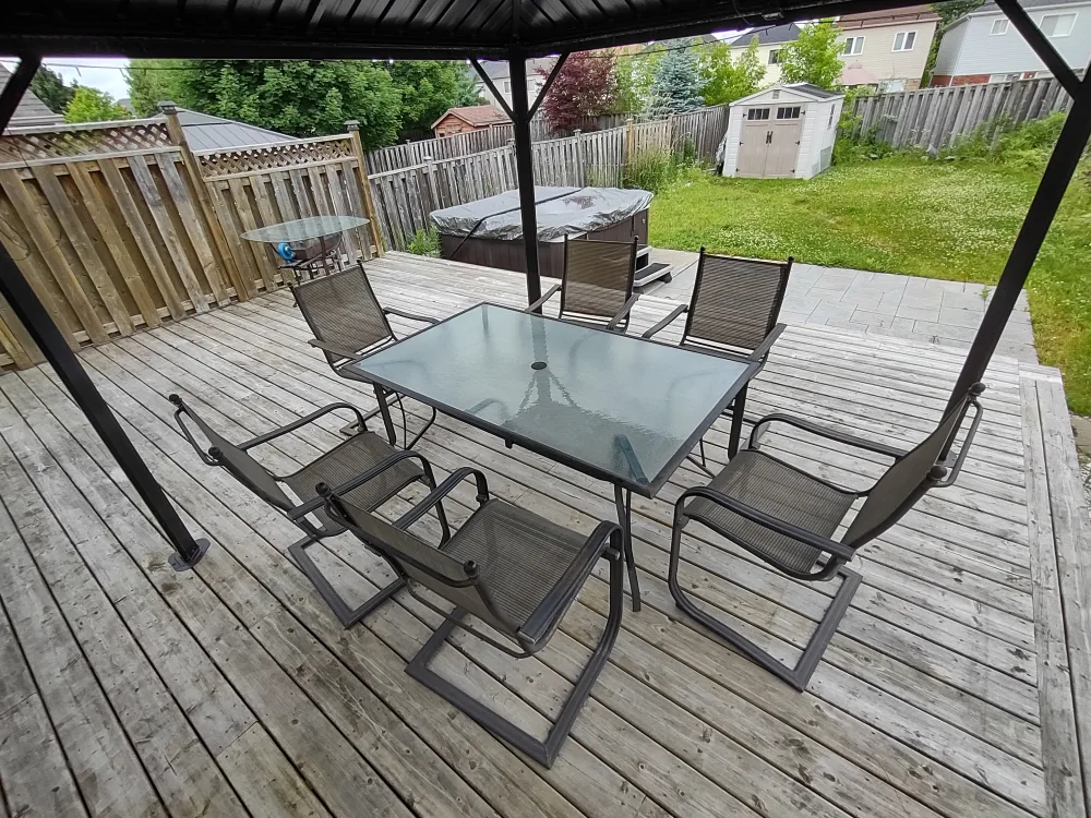 Outdoor Patio Glass Table & 6 Chairs - Solid Metal Frame thumbnail