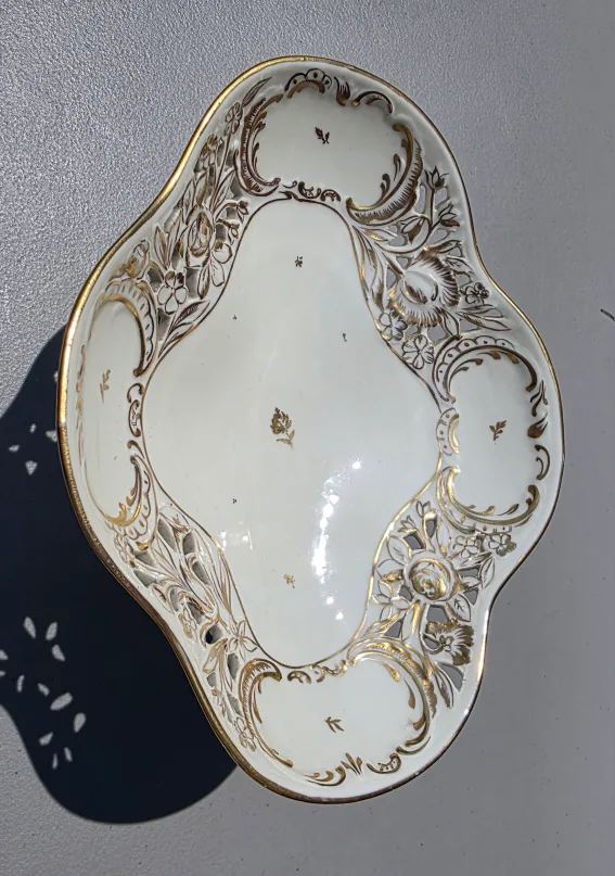 Dresden Saxony Handpainted Porcelain Footed Bowl thumbnail