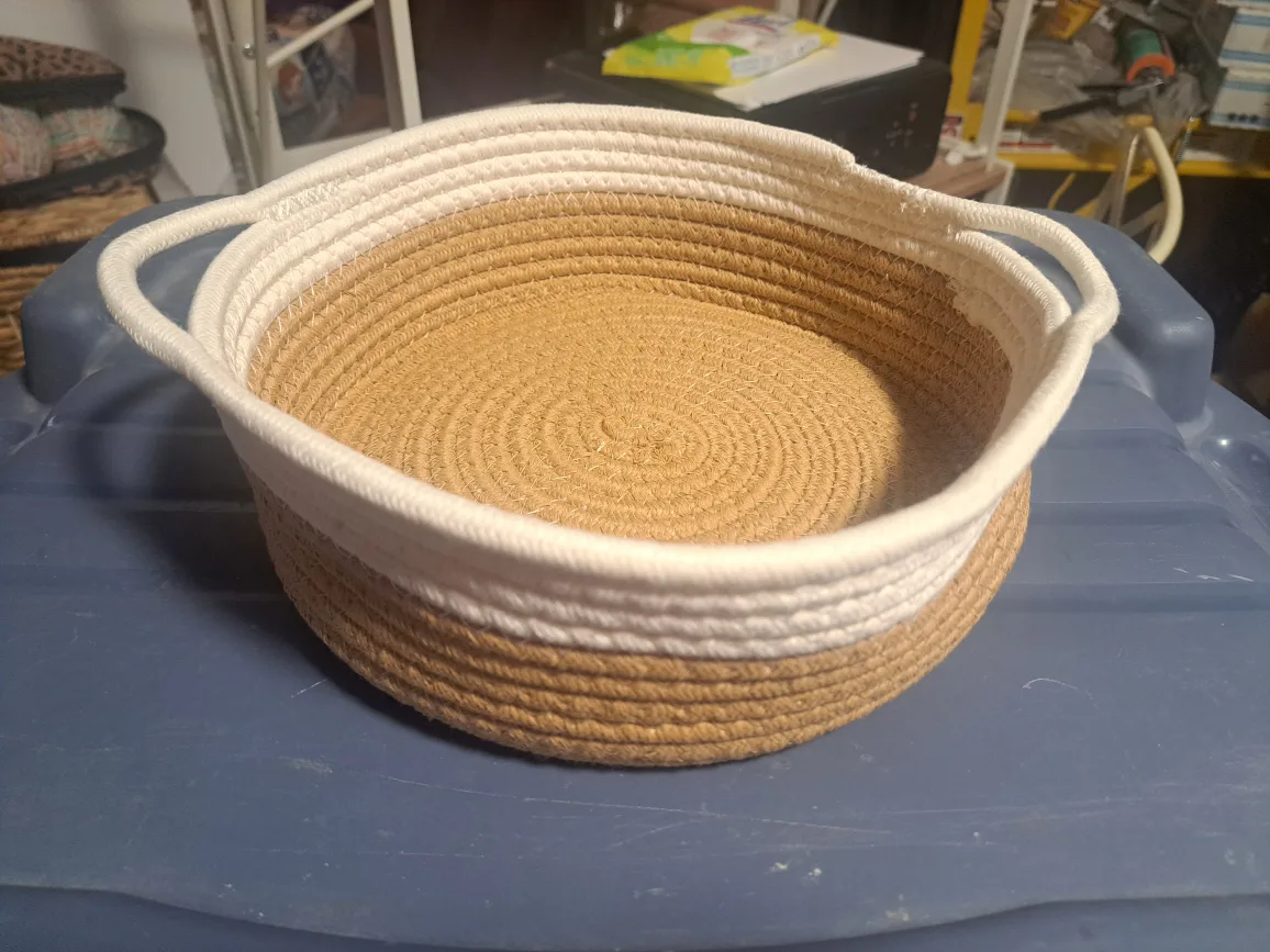Woven Cotton Rope Basket - Neutral Tones thumbnail
