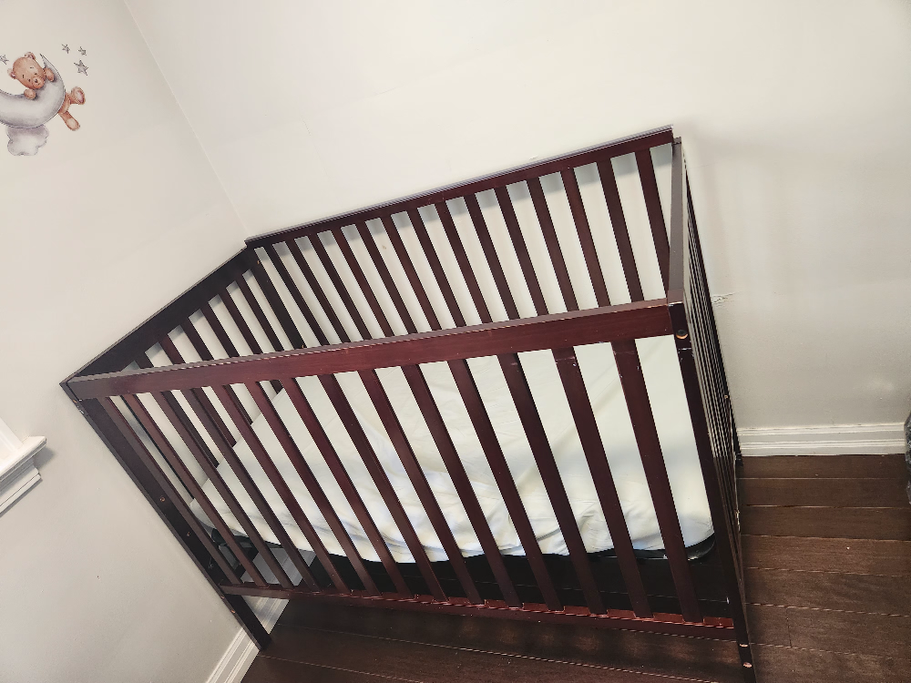 Wooden Baby Crib - Dark Brown