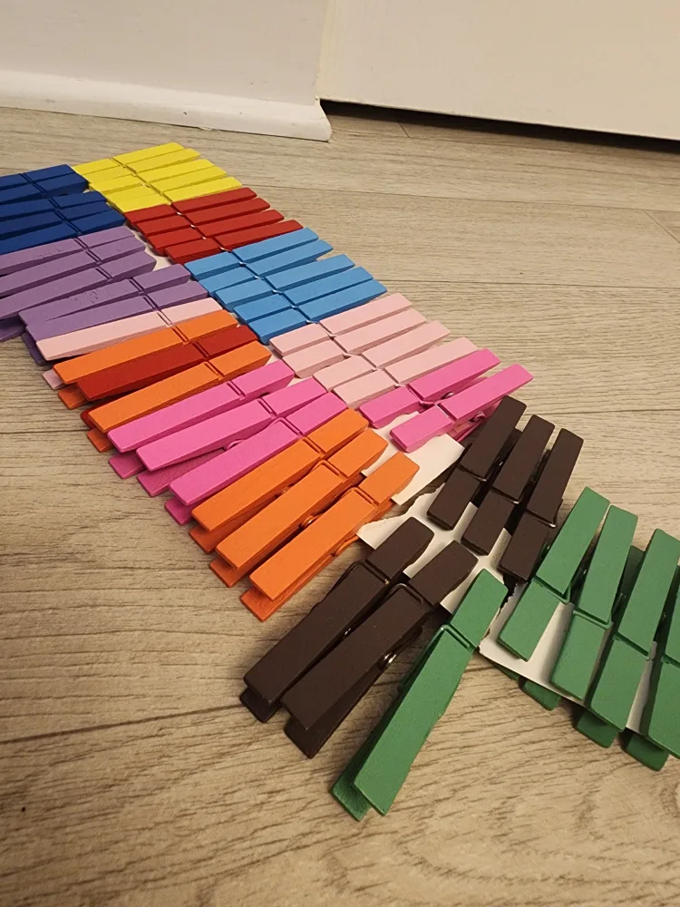 50 Large Wooden Clothespins – Assorted Colors (2.83”) image indicator(2)