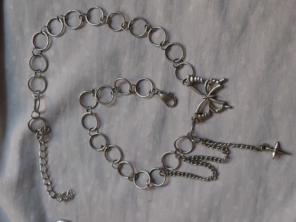 Butterfly & Star Silver Chain Necklace thumbnail