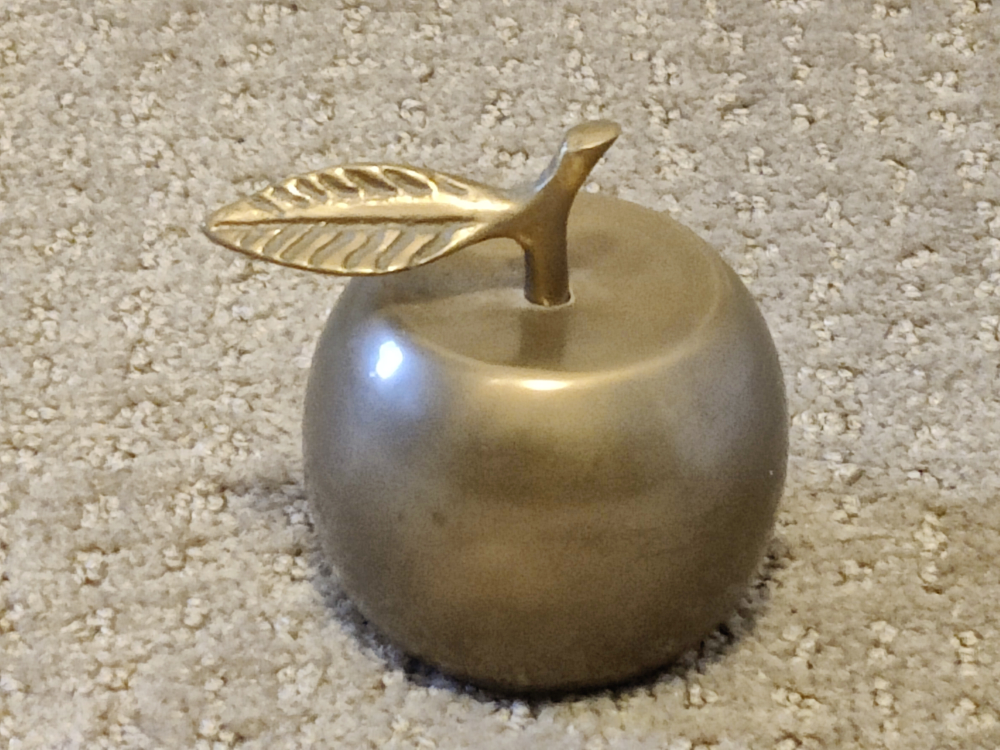 Vintage Brass Apple Shaped Dinner Bell w/ Stem and Leaf - 2-1/4" - photo 5