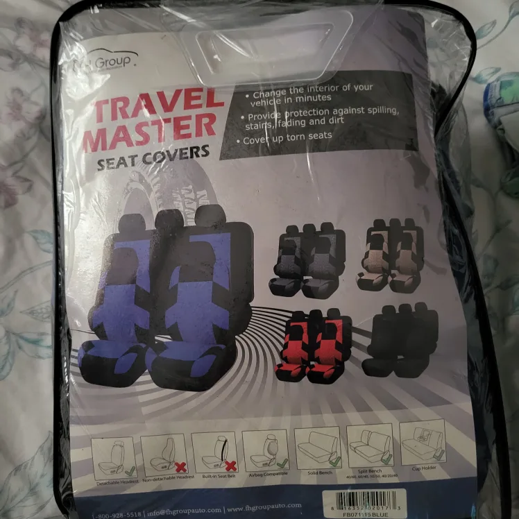 NEW Blue & Black Car Seat Covers - Full Set thumbnail