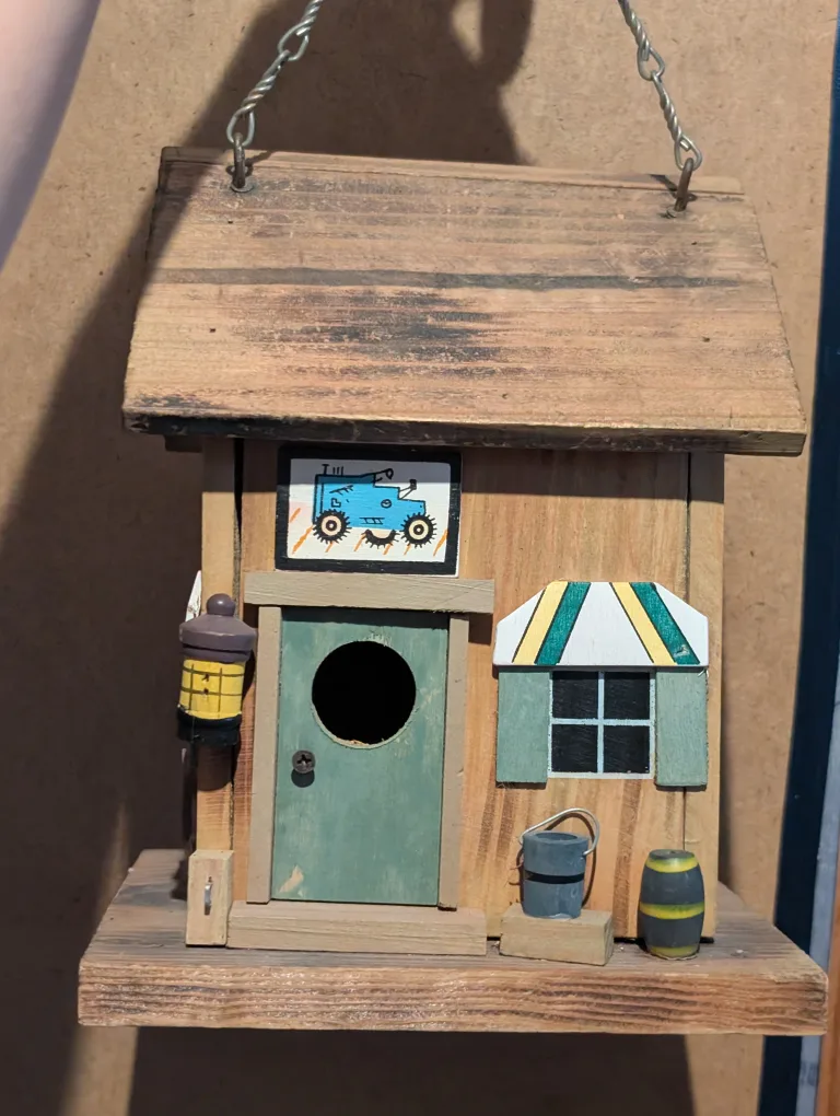 Wooden Birdhouse with Farmhouse Decor thumbnail