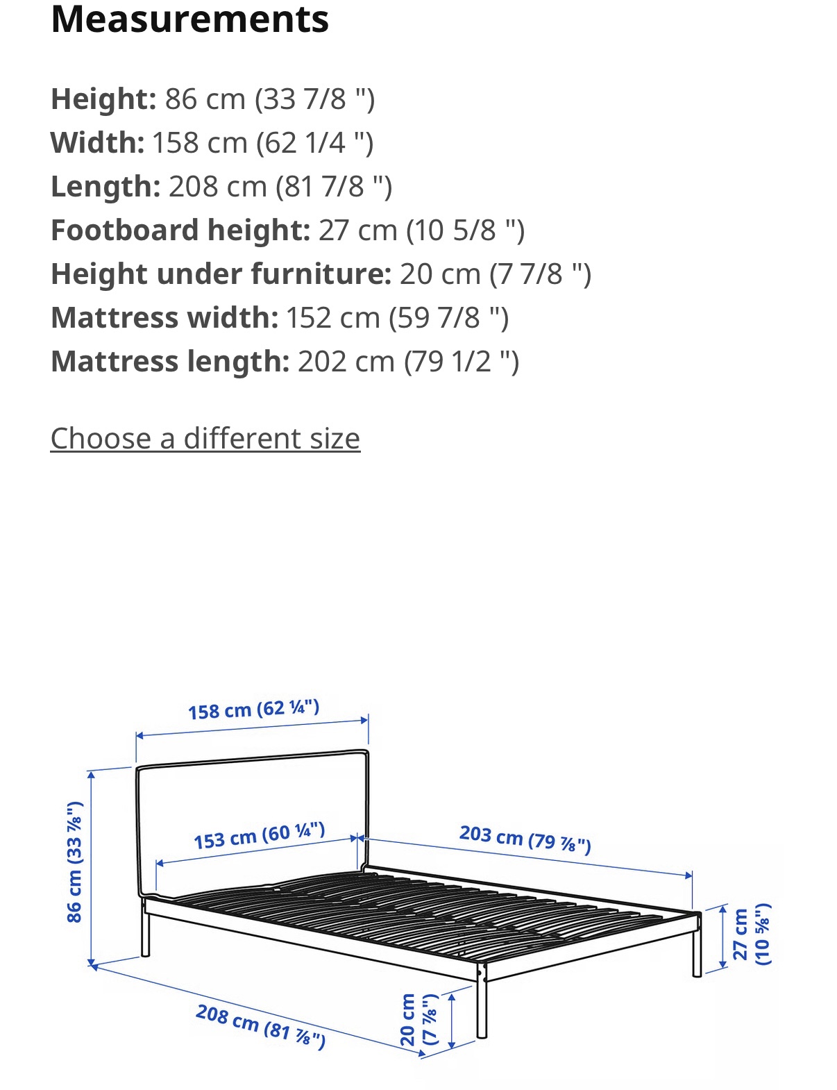 IKEA Bed Frame, White, Queen Size （pick up ASAP) - photo 2